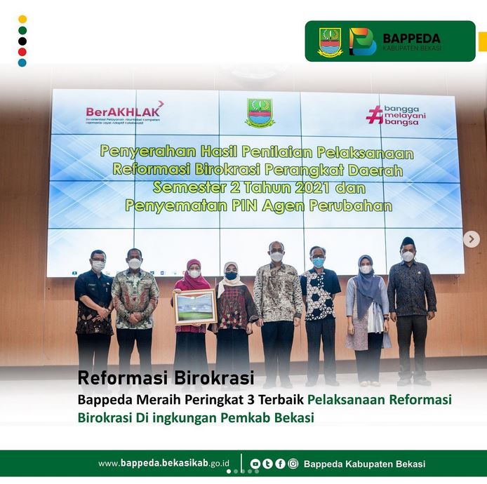 
Bappeda Meraih Peringkat 3 Terbaik Pelaksanaan Reformasi Birokrasi di Lingkungan Pemkab Bekasi 