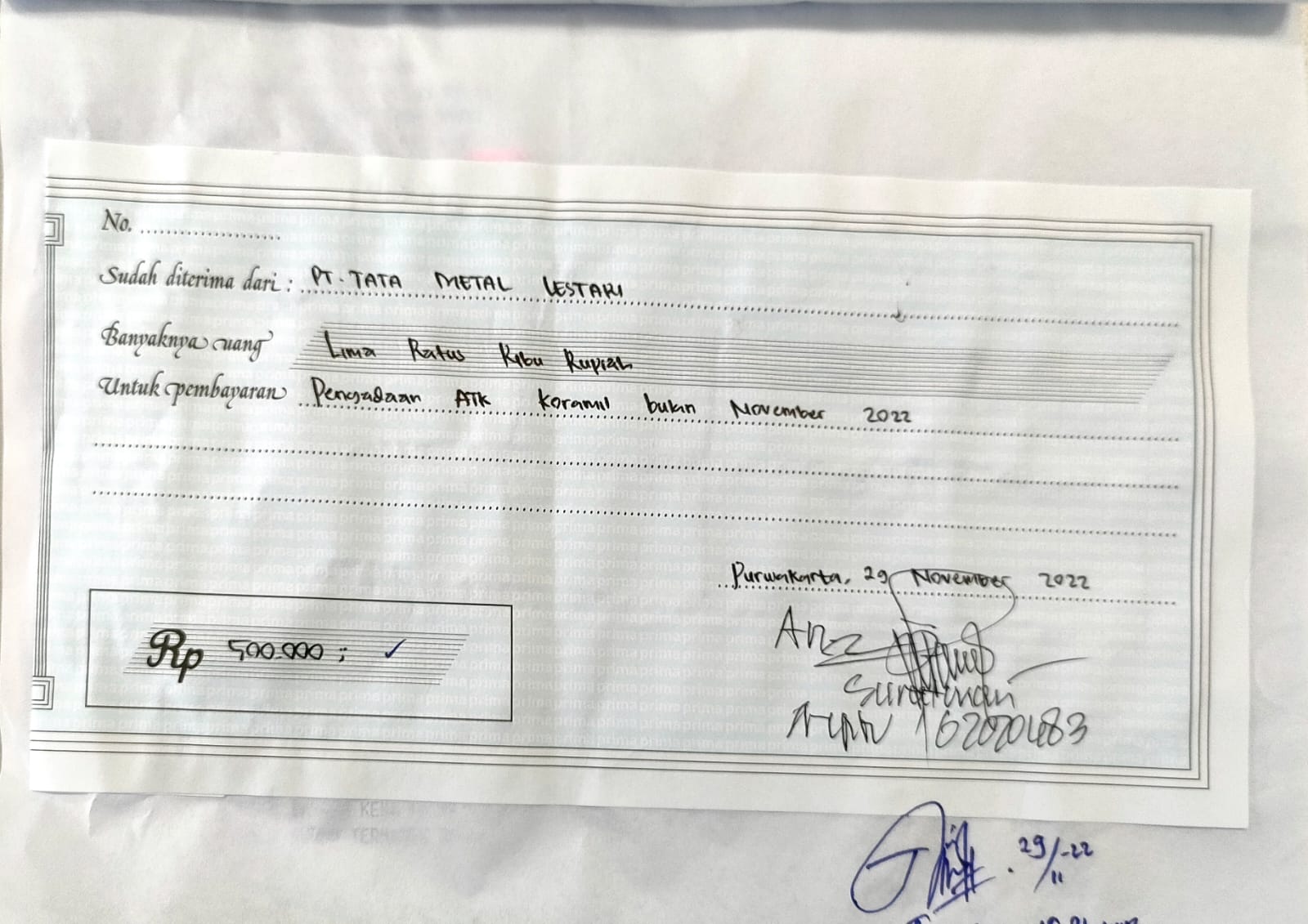 TML - Pemberian bantuan ATK kepada MUSFIKA Campaka Periode November - Desember 2022