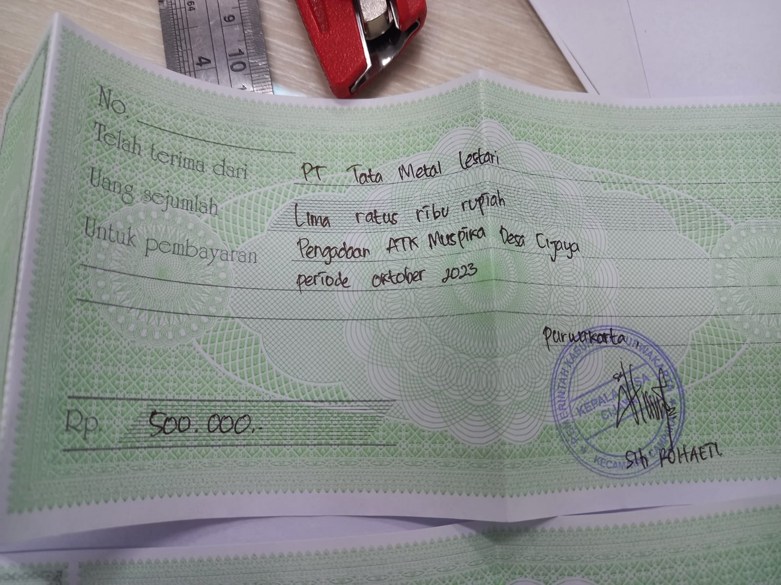 TML - Pemberian bantuan ATK kepada MUSFIKA Campaka Periode Oktober 2023