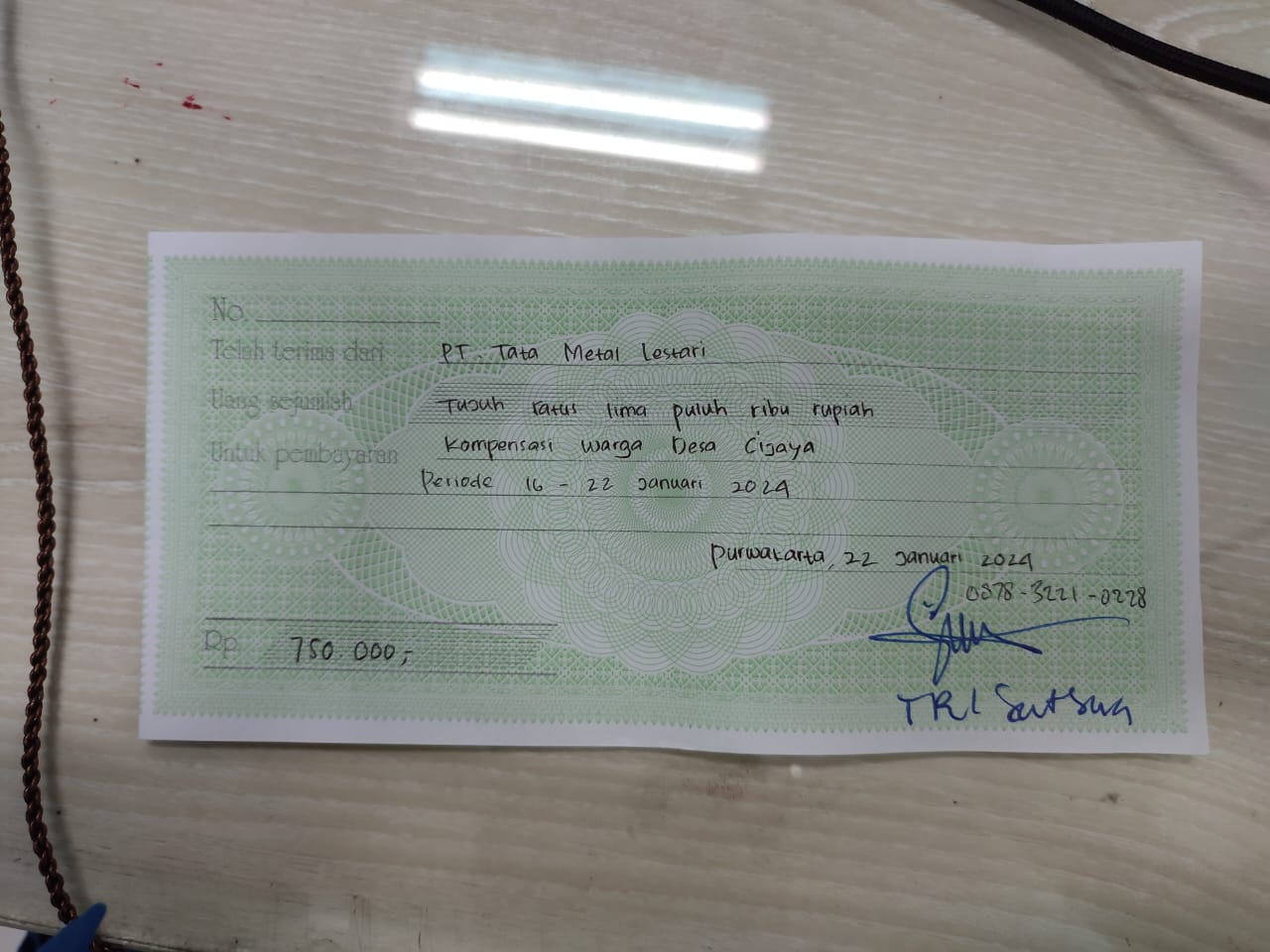 TML - Pemberian kompensasi kepada warga desa cijaya periode 16 Jan - 19 Feb 24