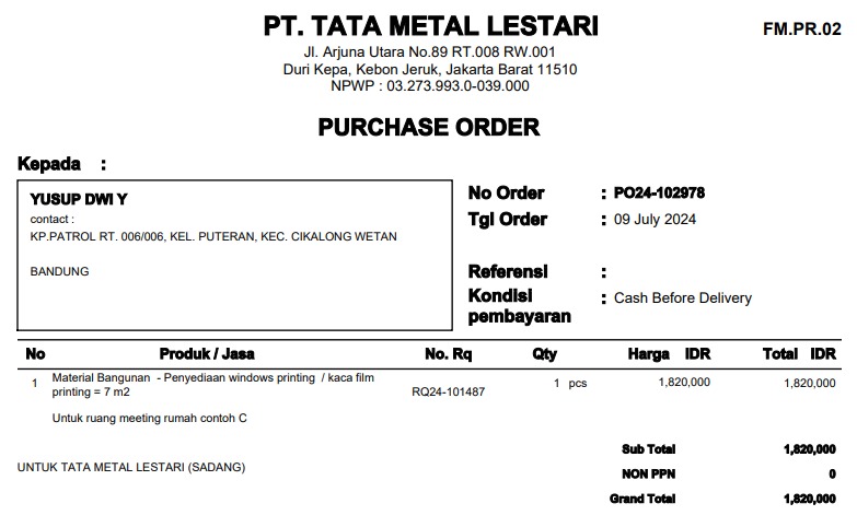 TML - Penyediaan Windows Printing/kaca Film Printing oleh YUSUP DWI Y