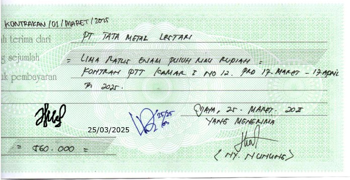 TML - Penyediaan Kontrakan Tukang Kamar 1 Oleh Bu Nunung Periode  17 Mar - 17 Apr 2025