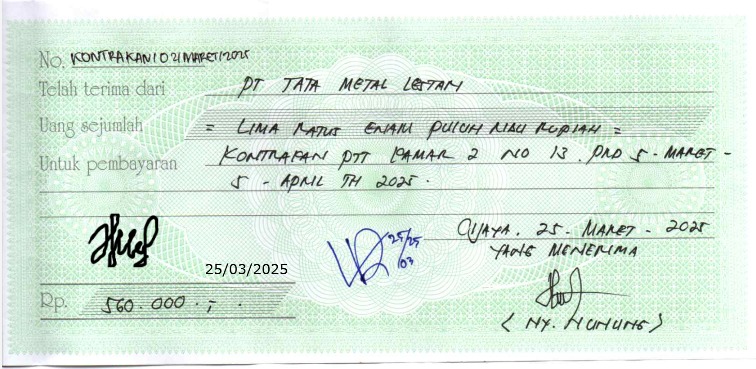 TML - Penyediaan Kontrakan Tukang Kamar 2 Oleh Bu Nunung Periode  5 Mar - 5 Apr 2025