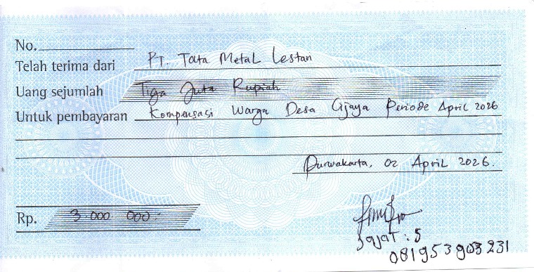 TML - Pemberian kompensasi kepada warga desa cijaya periode April 2026