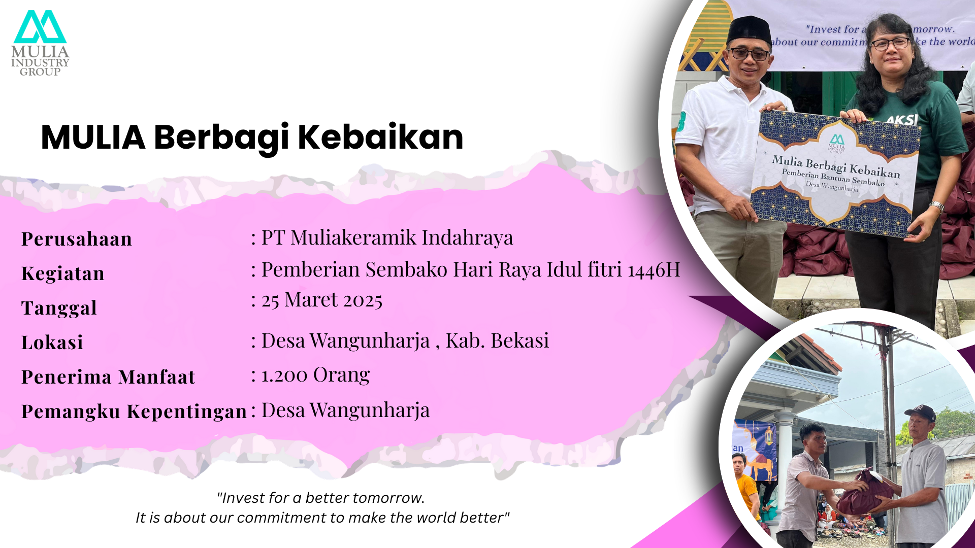 Mulia Berbagi Kebaikan: Pemberian Sembako Idul Fitri Desa Wangunharja