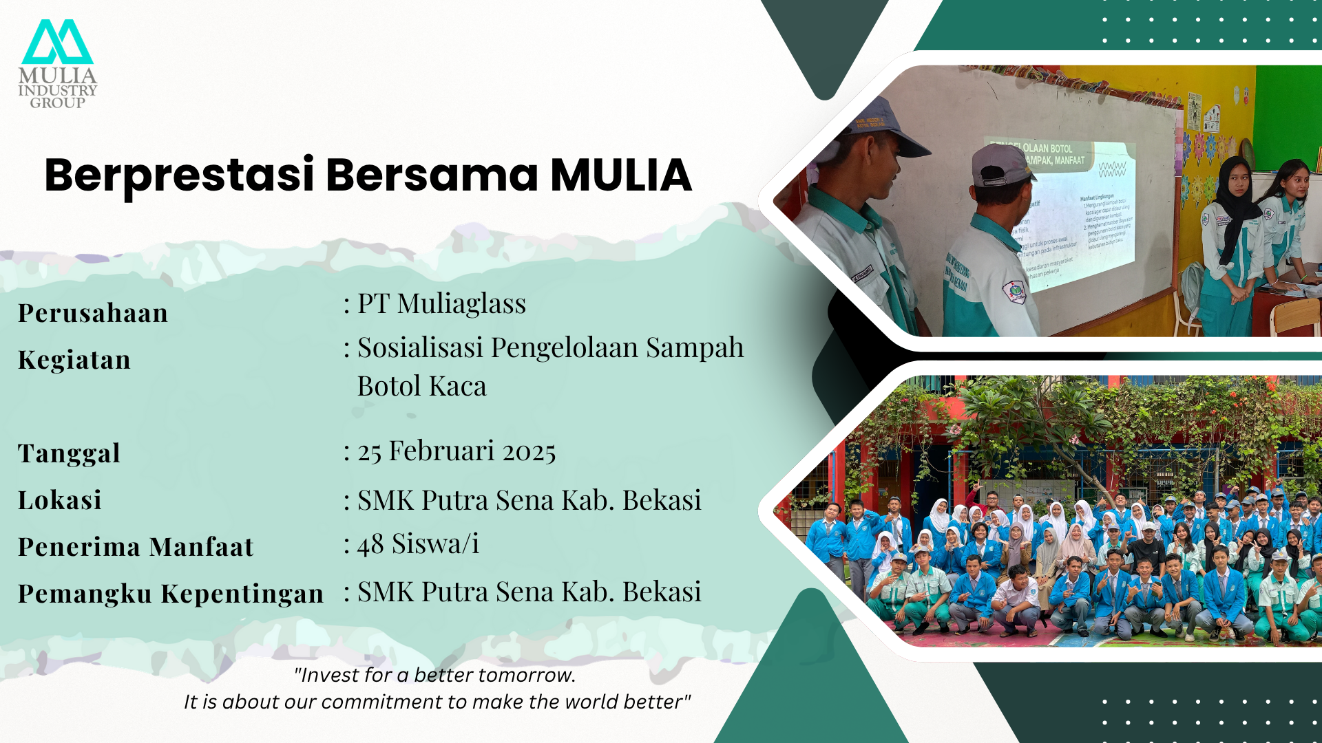 Berprestasi Bersama Mulia: Edukasi Pengelolaan cullet
