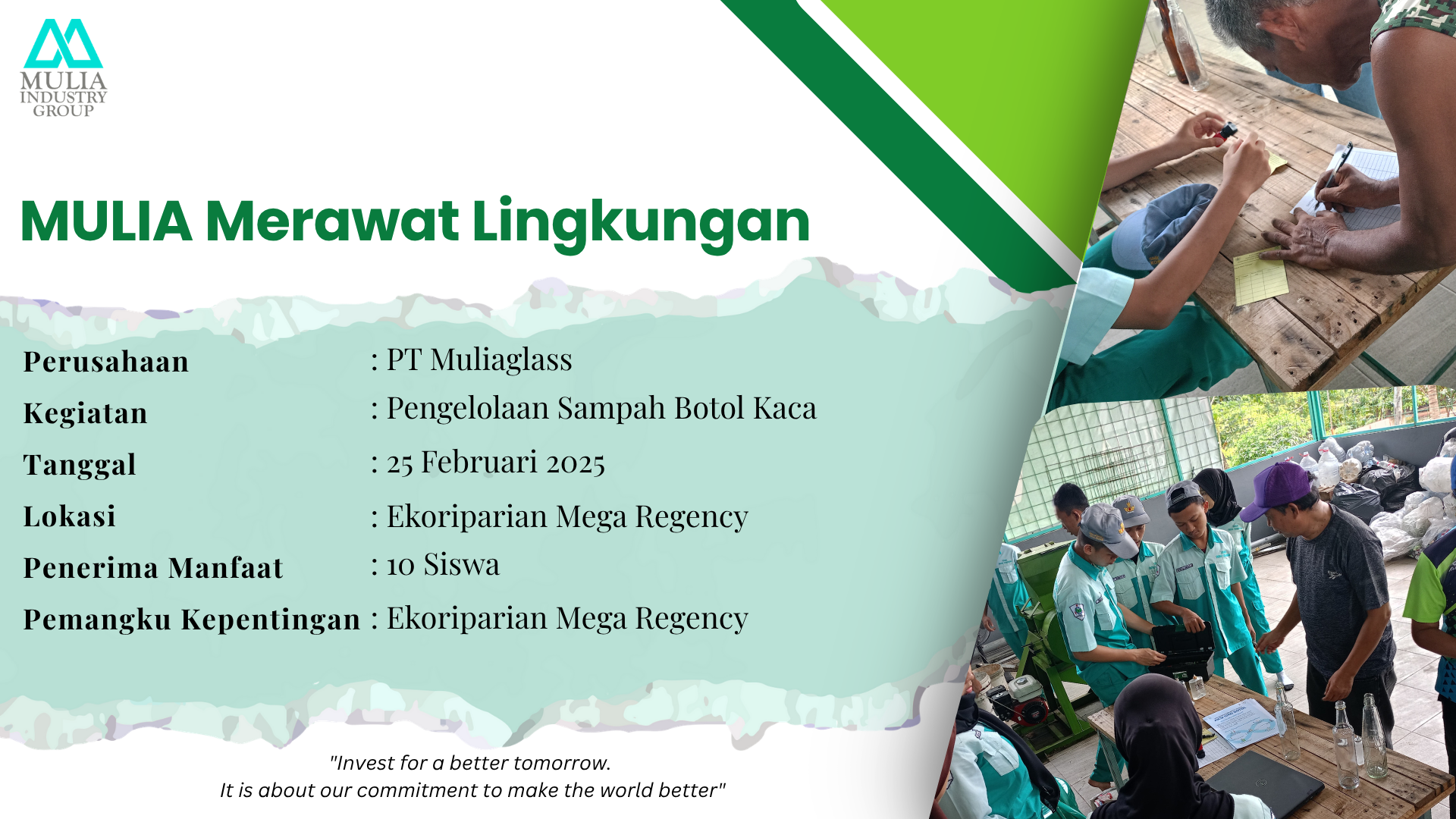 Berprestasi Bersama Mulia: Edukasi Pengelolaan cullet