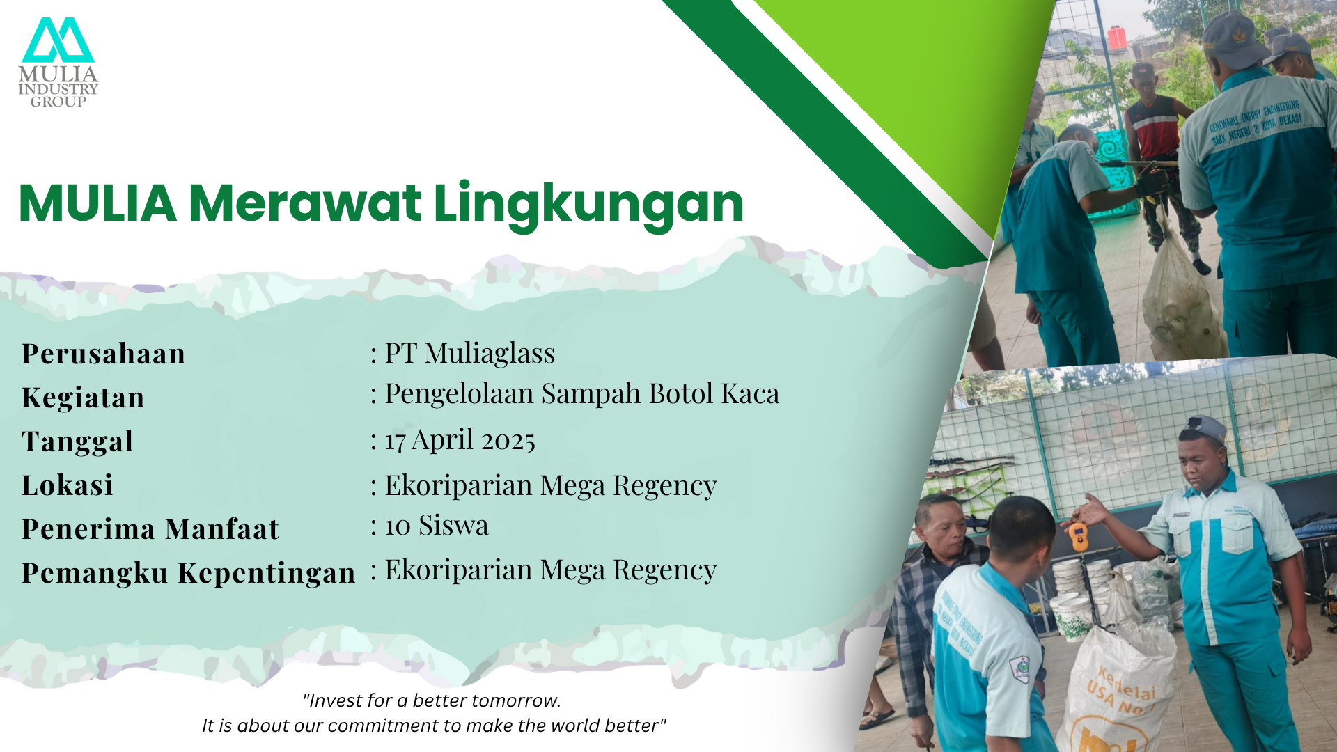 Berprestasi Bersama Mulia: Edukasi Pengelolaan cullet
