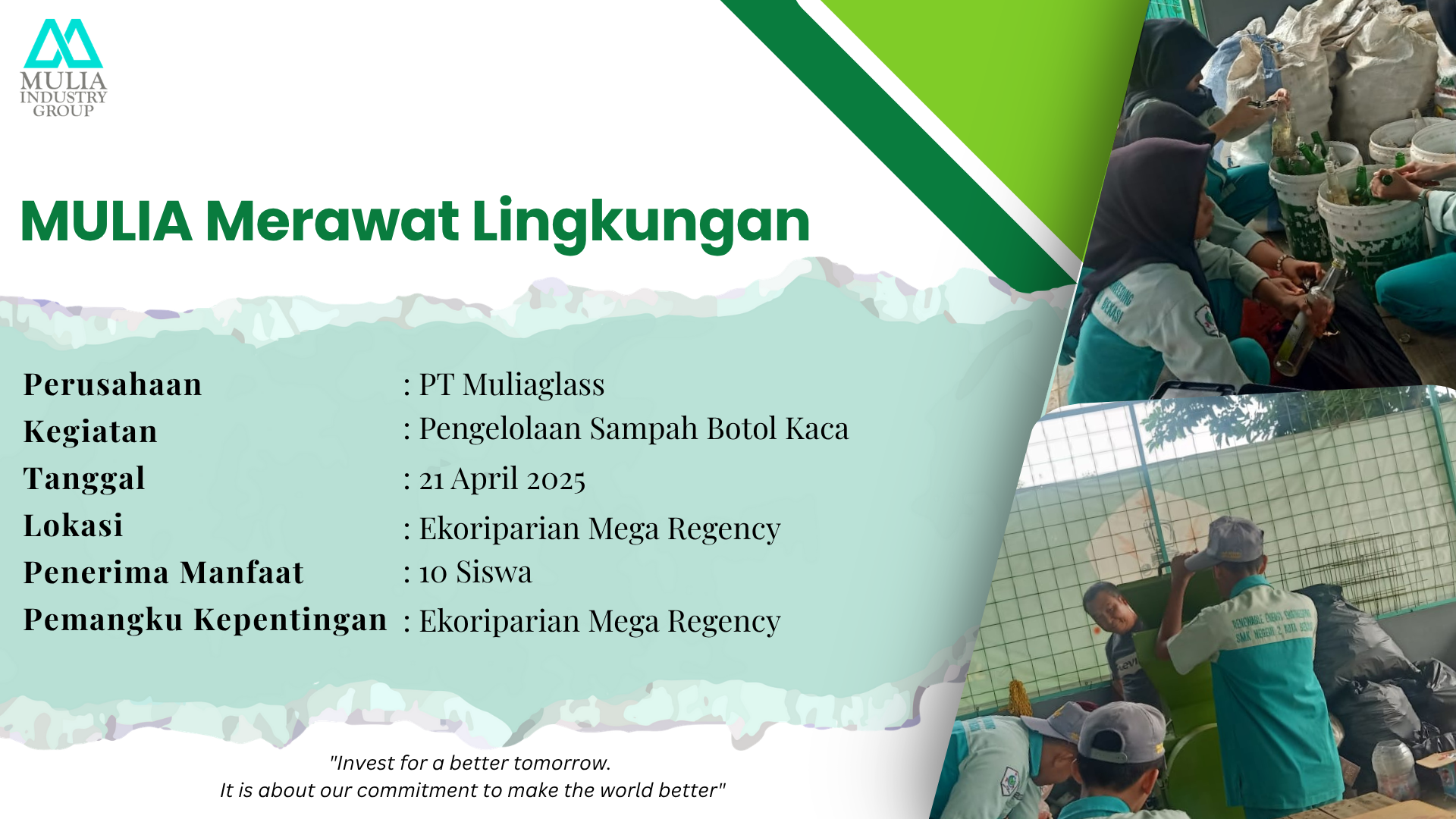 Berprestasi Bersama Mulia: Edukasi Pengelolaan cullet