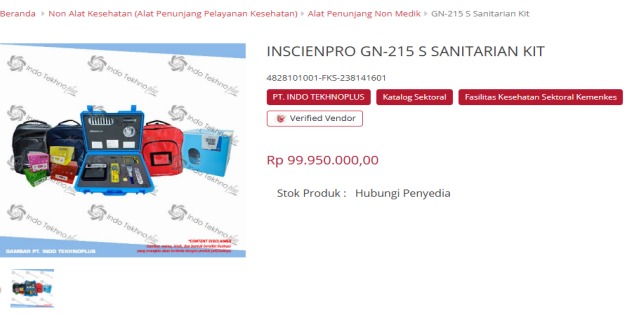 Pengadaan Sanitarian Kit (Alat Pemeriksaan Kesehatan Lingkungan) Pada Puskesmas Ridogalih