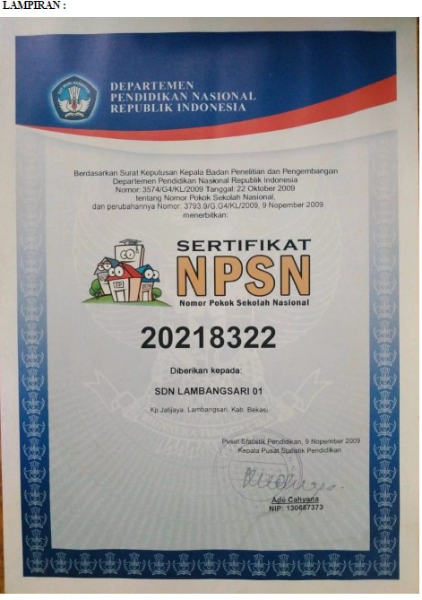 PERMOHONAN BANTUAN PENGADAAN KOMPUTER/LAPTOP SDN LAMBANGSARI 01