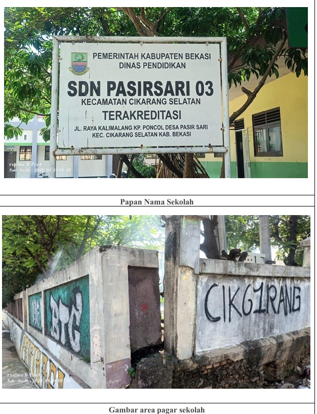 PERMOHONAN PENGAJUAN PEMAGARAN HALAMAN SEKOLAH SDN PASIR 03 KECAMATAN CIKARANG SELATAN